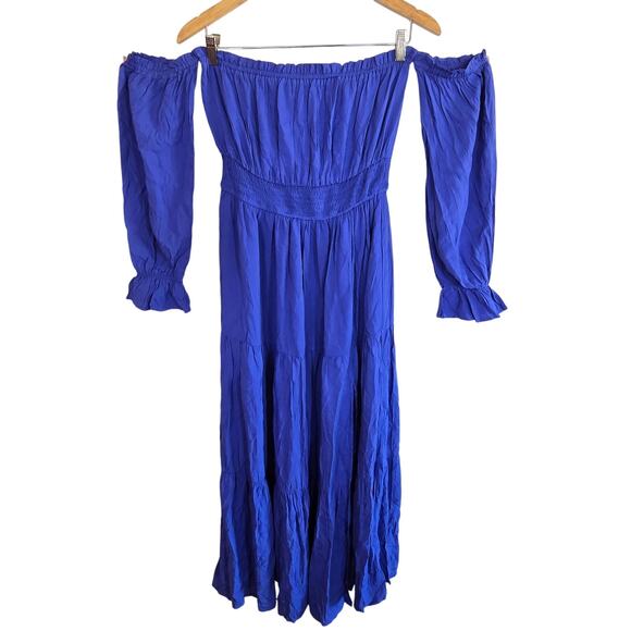 Size S – Cobalt Blue Renaissance Cottagecore Maxi Dress by Zesica - Picture 1 of 5